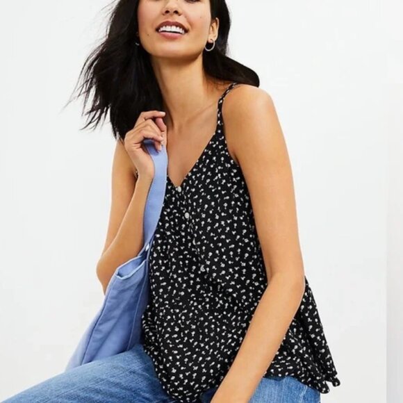 LOFT - Rose Button Peplum Cami NWT - Picture 3 of 6